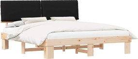vidaXL Cadru de pat cu tăblie tapițată cu headboard Negru 180 x 200 cm
