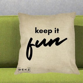 Perna Decorativa Keep It Fun, 40x40 cm, Crem, Husa Detasabila, Perna Inclusa, BEKZ®