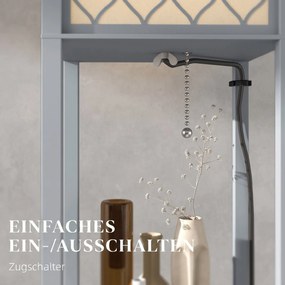 HOMCOM Lampadar Podea 2 în 1, 3 Rafturi, Economisire Spațiu, Soclu E27, 26x26x160 cm, Gri Deschis | Aosom Romania