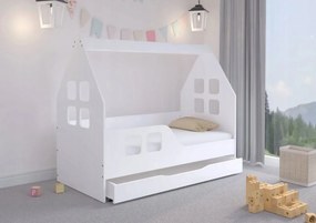 Pat fermecător pentru copii în formă de casă cu sertar inclus 160 x 80 cm