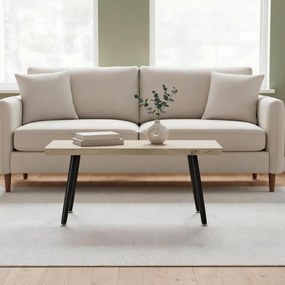 HOMCOM Măsuță de Cafea cu Blat Gros, Picioare Reglabile, Design Nordic cu Picioare din Oțel, 100x50x45 cm, Stejar | Aosom Romania