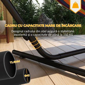 Outsunny Suport pentru hamac 9,4ft si suport lateral pentru tava, Suport pentru plasa de hamac cu cadru din otel, pentru hamacuri stil plasa