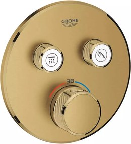 Baterie dus incastrata cu termostat Grohe Grohtherm SmartControl 2 iesiri auriu periat Cool Sunrise