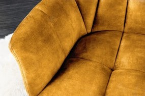 Banca tapitata Papillon 165cm catifea galben mustar