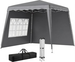 Outsunny Cort Pliant Pop-up 2,89x2,89m Pavilon de Grădină cu Pereți Laterali, Înălțime Reglabilă, Protecție UV50+, Gri | Aosom Romania