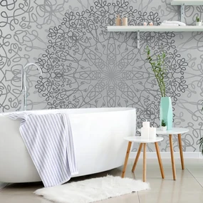 Tapet autoadeziv ornament circular gri