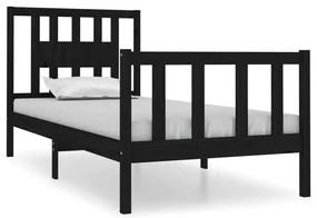 3104097 vidaXL Cadru de pat single, negru, 90x190 cm, lemn masiv