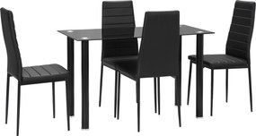 HOMCOM Set 5 piese set sufragerie masă cu 4 scaune, design modern, masă din sticlă, Negru | Aosom Romania