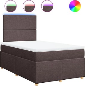 vidaXL Pat box spring cu saltea, maro închis, 120x190 cm, textil