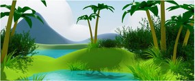 Tablou - Lac în junglă (120x50 cm)