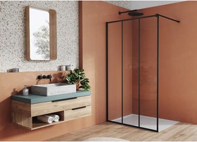 Paravan de dus tip Walk-in SanSwiss Easy STR4P Loft 72 negru mat 80x200 cm sticla securizata 8 mm