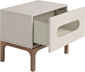 Noptiera design modern cu iluminare interioara Gray and Walnut