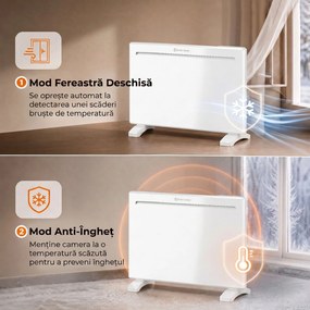 HOMCOM Convector Electric 1500 W, de Perete și Podea, Compatibil Alexa și Google Home, Alb | Aosom Romania