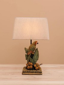 Lampa de masa, din rasina, cu abajur din in, Parrot