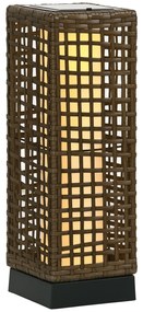 Lampa Outsunny de Gradina Solara cu Panou Superior de Reincarcare, din Otel si Ratan, 15.5x15.5x46 cm, Negru si Maro | Aosom Romania