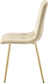 Scaun de dining catifea bej deschis LIBRA cu picioare aurii