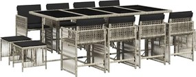 vidaXL Set mobilier de grădină cu perne 13 piese gri deschis poliratan