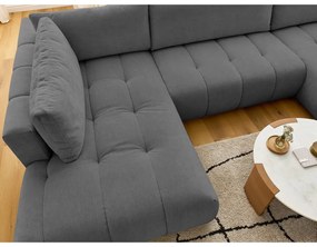 Colțar gri închis extensibil/cu spațiu de depozitare (cu colț pe partea stângă/în formă de "U") Fuji – Bobochic Paris