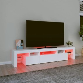 Dulap TV cu lumini LED alb 200x36,5x40 cm 1, Alb, 200 x 36.5 x 40 cm