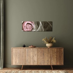 Tablou - Abstract trandafir roz deschis roz (cu ceas) (90x30 cm)