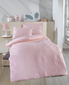 Set lenjerie pat KARELI SATEN, bumbac/poliester, roz, 140x200 cm, cu c