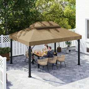 Outsunny Prelată de schimb pentru pavilion 4 x 3 m, acoperiș dublu cu orificii de scurgere, poliester 370 g/m², beige | Aosom Romania