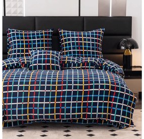 Lenjerie de pat microfleece GRID albastru inchis Dimensiunile lenjeriei: 2 buc 70 x 90 cm | 200 x 220 cm