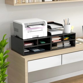 HOMCOM Cabinet pentru Imprimantă cu 2 Rafturi, Birou din Lemn și Cabinet de studiu cu Roți, 47x40x22.5 cm, Negru | Aosom Romania