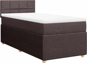 vidaXL Pat box spring cu saltea, maro închis, 90x190 cm, textil