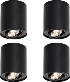 Set de 4 spoturi moderne negre reglabile AR70 - Rondoo Up