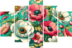Tablou - Flori pe fundal albastru (150x105 cm)