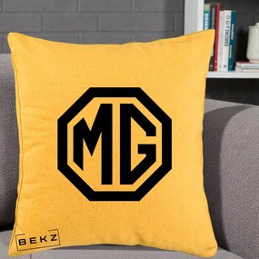 Perna Personalizata cu emblema MG, 40x40 cm, Galben, Husa Detasabila, Perna Inclusa, BEKZ®