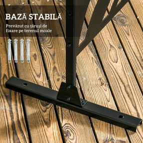 Outsunny Separator Decorativ de Exterior cu Model Frunze Mari și 2 Picioare, Panou de Grădină înalt din Oțel pentru Balcon și Terasă, 122x45x198 cm, Negru | Aosom Romania