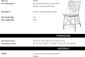 Scaun din ratan design LUX, Colony alb
