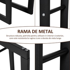 HOMCOM Suport Lemne pentru Interior și Exterior din Țevi de Fier, Capacitate 100 kg, 60x25x100 cm | Aosom Romania