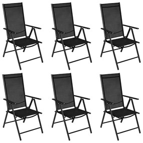 3070635 vidaXL Set mobilier de grădină, 7 piese, negru, aluminiu