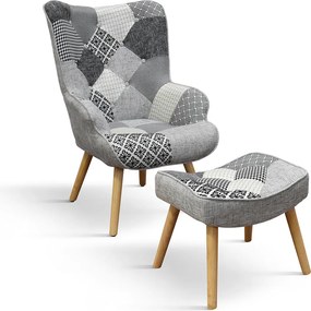 Fotoliu Patchwork, structura metalica, tesatura multicolora - GRI