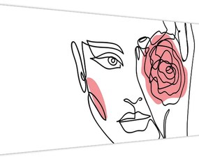 Tablou - Linie de artă față cu trandafir (120x50 cm)