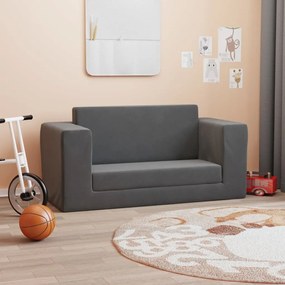 341853 vidaXL Canapea extensibilă de copii cu 2 locuri, antracit, pluș moale