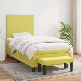 3136420 vidaXL Pat box spring cu saltea, verde deschis, 100x200 cm, textil