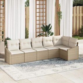 vidaXL Set de canapele pentru grădină 6 pcs Bej Rattan poli