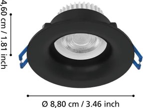Eglo 902273 - Plafonieră LED pentru baie SALABATE, 4,9 W, 230 V, Ø 8,8 cm, IP65, negru
