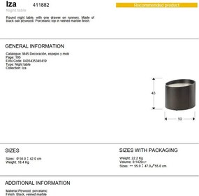 Noptiera rotunda cu sertar Iza stejar negru