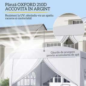 Outsunny Cort Impermeabil 3x3m Grădină, Panouri Laterale Pliabile, Oțel Oxford, Alb | Aosom Romania