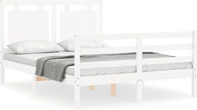 vidaXL Cadru de pat cu tăblie, alb, 120x200 cm, lemn masiv