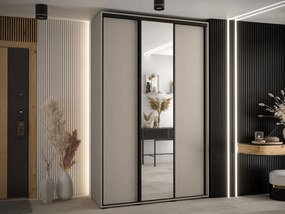 Dulap de haine cu uși culisante Foktra 3 150 (Cașmir + Negru) (cu oglindă). Promo -17%. 1105699