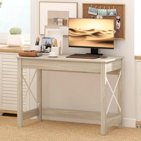 HOMCOM Masă de Birou Modernă Masă de Birou Masă de Calculator Ușor de Asamblat pentru Birou Studiu 105x50x76 cm Natural | Aosom Romania