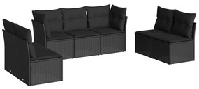 3249244 vidaXL Set canapele de grădină cu perne, 7 piese, negru, poliratan