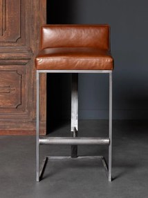 Scaun de bar, din piele naturala, Gordon