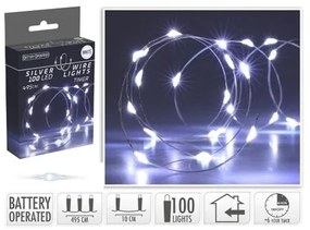 Sârmă luminoasă cu temporizator Silverlights 100 LED, alb rece, 495 cm